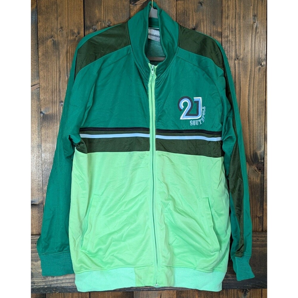 Vintage Southpole Track Jacket Mens L Green Colorblock Full Zip Embroidered Y2K